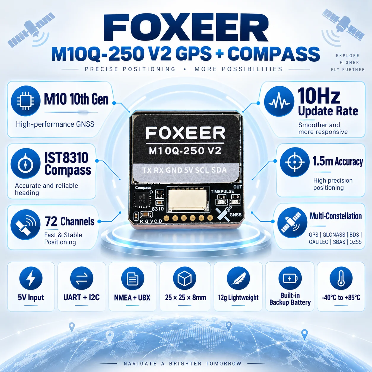 FOXEER M10Q-250 V2 GPS Module  - Drone Compass review and price